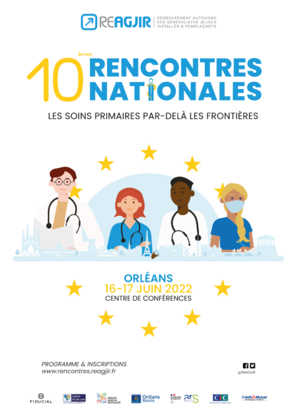 Affiche des 10e rencontres nationales ReAGJIR les 16 et 17 juin 2022 à Orléans