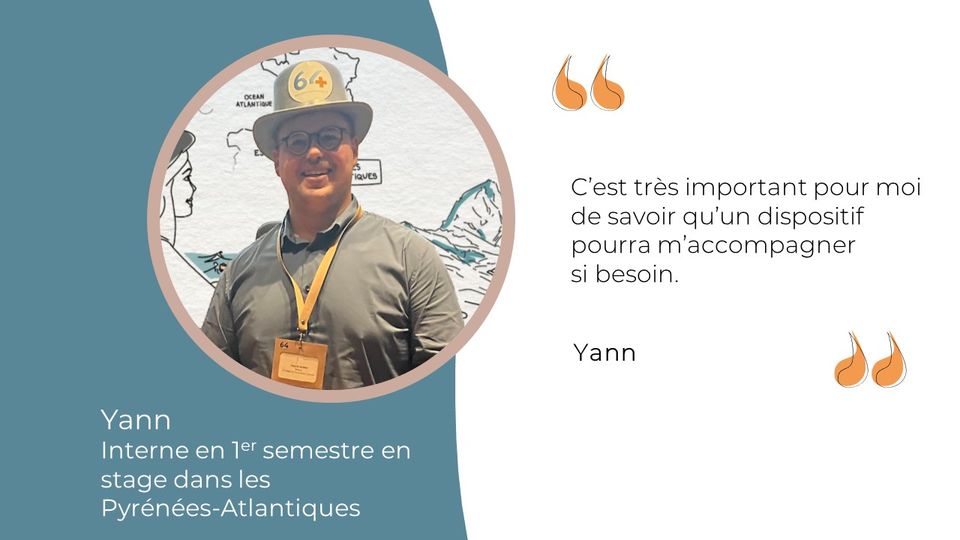 Portrait et citation de Yann Le Guinio, interne en 1er semestre en stage dans les Pyrénées-Atlantiques, grand gagnant du Quizz Présence médicale 64 organisé dans le cadre de la soirée d'accueil des internes de novembre 2023, par Présence médicale 64